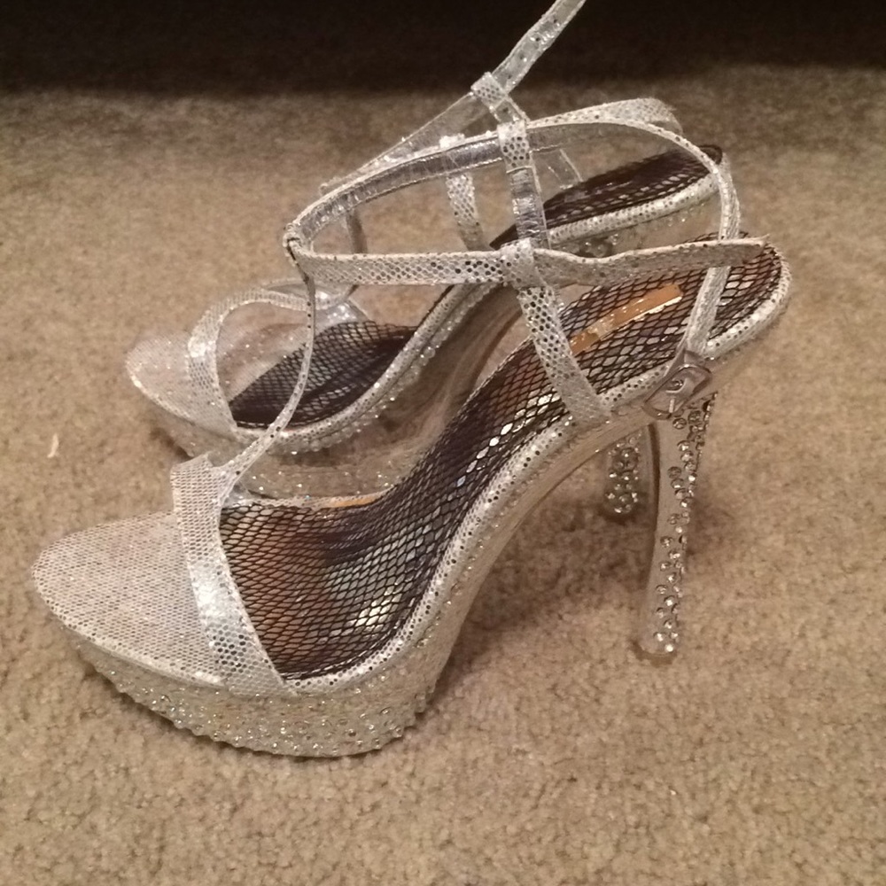 Celeste Silver Metallic Heels